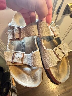 Birkenstock Light Beige Suede Double-Strap Arizona Sandals